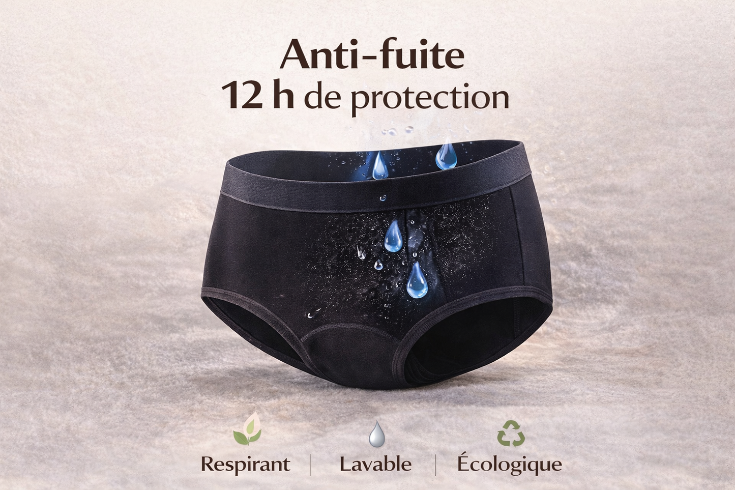 Culotte menstruelles absorbante et réutilisable en fibre de bambou